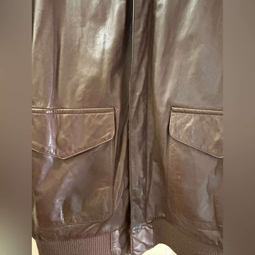 Repertoire Vintage Brown Leather Bomber Jacket - Picture 6 of 16